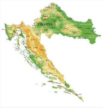 Croatia physical map Stock Illustration