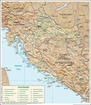 Croatia physiography map Stock Illustration