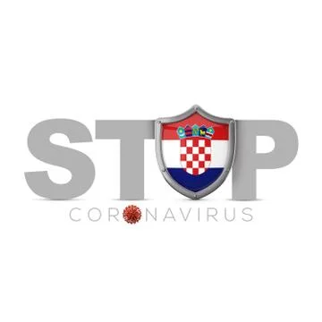 Croatia protective shield. Stop coronavius concept. 3D Render Stock Illustration