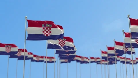 Croatia Row Of Flags 3D Animation Stock Footage 148651537