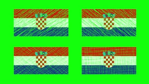 Croatia Scribble Animation on Green Screen Background. Looping seamless Stock Footage 226152401