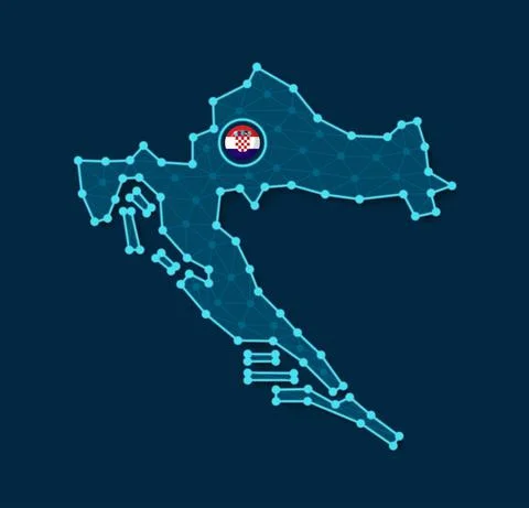 Croatia simplified vector map in a digital blue design Illustrazione stock