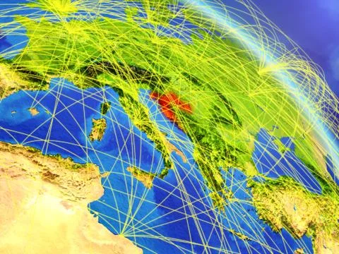 Croatia from space with network Stock Illustration