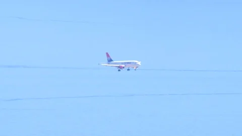 Croatia, Split, August 19, 2019. An Air Serbia airplane lands for landing Stock Footage 124478360