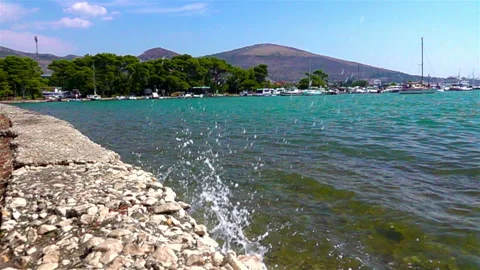 Croatia Split Boat Harbor slow motion Stock Footage 99296099