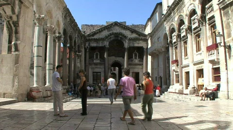 Croatia Split cathedral entry Stock Footage