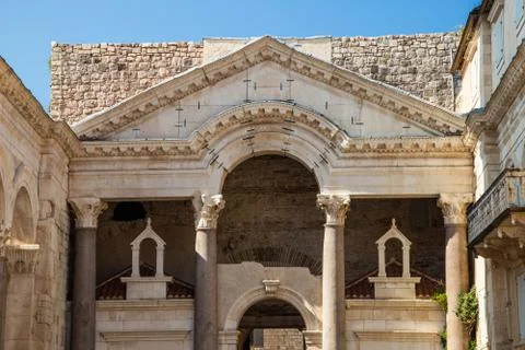 Croatia, Split, Peristyle square inside palace of Emperor Diocletian 스톡 사진