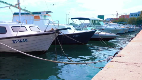 Croatia Split Small Boat Harbor Stock Footage 94317196