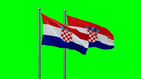 Croatia two flags Stock Footage 291869507