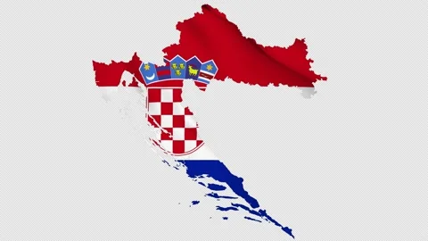 Croatia waving flag map with alpha channel and seamless loop Stock Footage 185987787