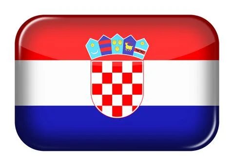 Croatia web icon rectangle button with clipping path 3d illustration Stock Illustration
