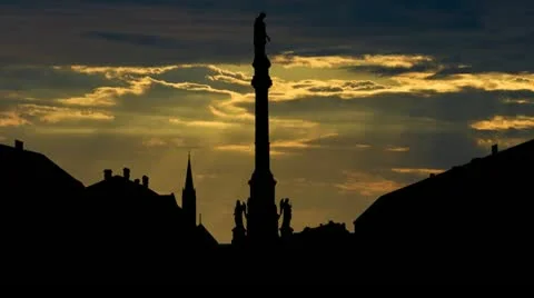 Croatia Zagreb Kaptol Square sun beams Stock Footage