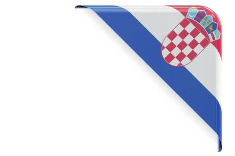 Croatian flag corner, button, label. 3D rendering Stock Illustration