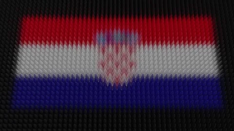 Croatian Flag Light Shining on Scrolling Bullets Stock Footage 288993172