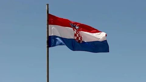 Croatian flag in Omis Video stock 154661477