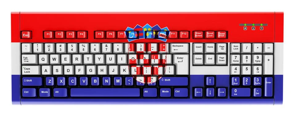 Croatian flag painted on computer keyboard. 3D rendering 스톡 일러스트