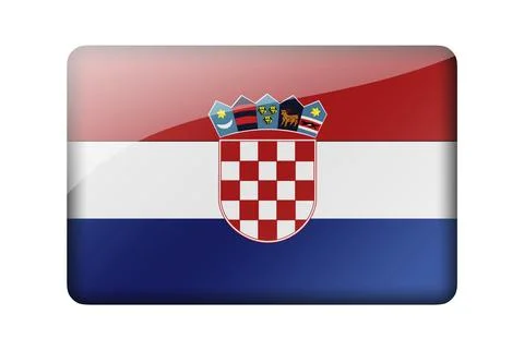 The Croatian flag. Rectangular glossy icon. Isolated on white background Stock Illustration