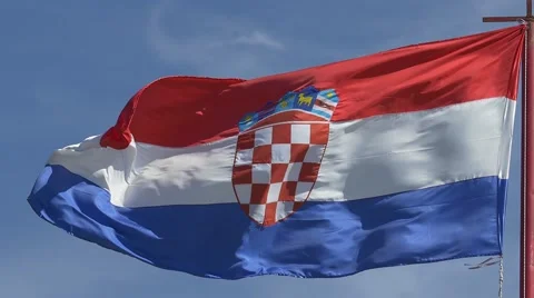 Croatian flag waving Stockbeeldmateriaal 64993543