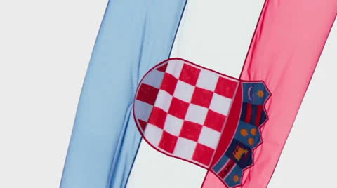 Croatian Flag on White Sky Background Stock Footage 25008448