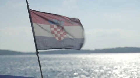Croatian flag in the wind 库存影片 79659084