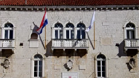 Croatian flags Stock Footage 48991216