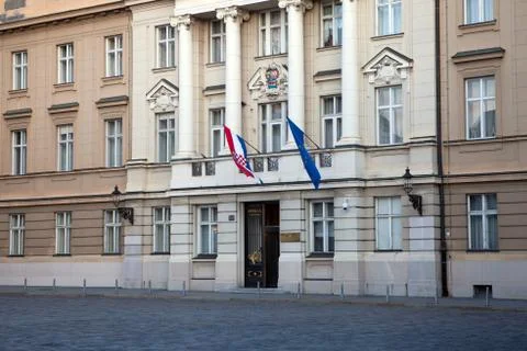 The croatian sabor or parliament in zagreb, croatia. the current building dat Stock Photos