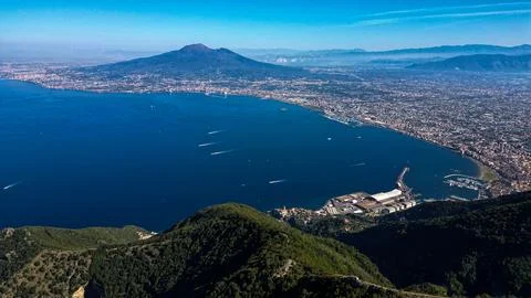Croce dell'Eremita as a view point to the Mount Vesuvius Stock Photos