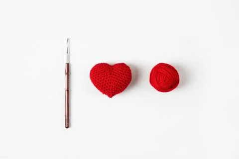 Croched red heart Stock Photos