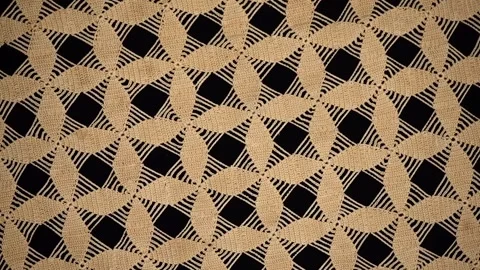 Crochet beige lace seamless pattern background, crocheted Grandma's Doily Stock Footage 346601867