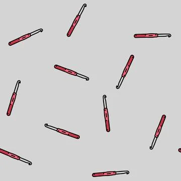 Crochet hook knitting wool vector seamless pattern 库存插图