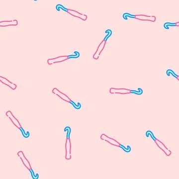 Crochet hook knitting wool vector seamless pattern Illustrazione stock