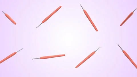 Crochet Hooks Falling Against a Light Background. Crochet Needles 3D. 4K 動画素材 305041718