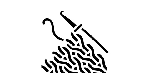 Crochet knitting wool glyph icon animation Stockbeeldmateriaal 326155759