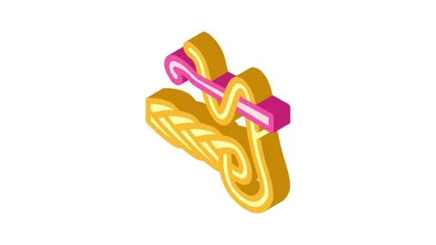 Crochet knitting wool isometric icon animation Video stock 327291908