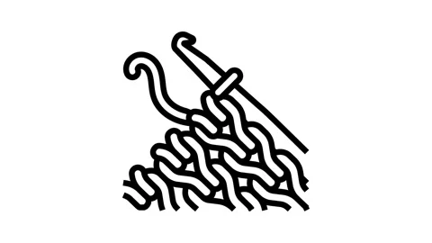 Crochet knitting wool line icon animation Stock Footage 326134214