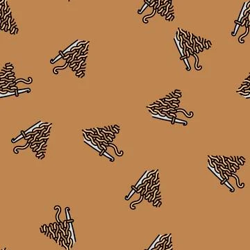 Crochet knitting wool vector seamless pattern Stock Illustration