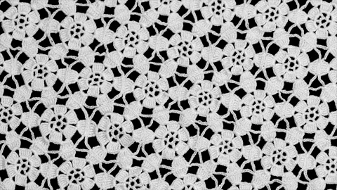 Crochet lace patterns border, crocheted Grandma's Doily 스톡 동영상 345500539