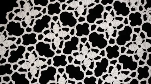 Crochet lace seamless pattern background, crocheted Grandma's Doily Stock Footage 346601876