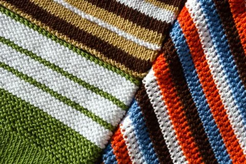 Crochet, pattern from multi-colored cotton threads, double crochet. Stock Photos