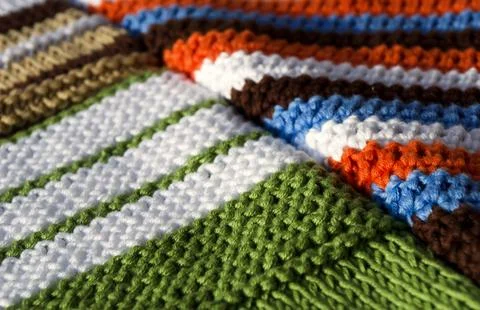 Crochet, pattern from multi-colored cotton threads, double crochet. Stock Photos