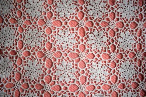 A crochet pattern with a pink bacground Stock Photos