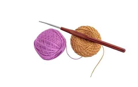 Crochet thread and hook. Crochet kit. Stock Photos