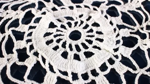 Crochet thread cotton hand work Grandma's hobby Stock Footage 97241252
