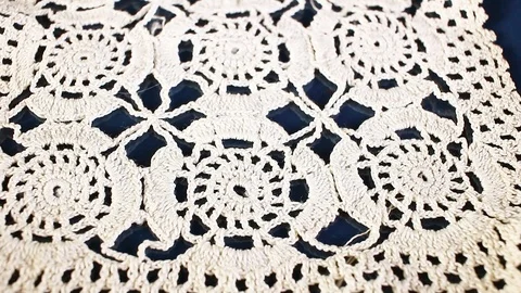 Crochet thread cotton hand work Grandma's hobby Video stock 97241893