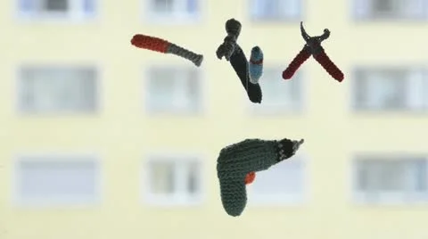Crochet tool kit, suspended, floating - mobilee Stock Footage 21374747
