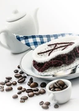 Crocheted cake Stock Photos