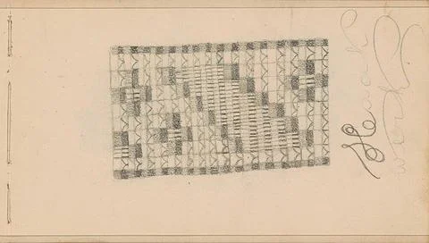 Crocheted with decorative blocks pattern.Leaf 11 recto from a sketchbook w... Stock Photos