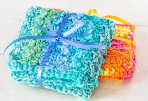 Crocheted dishcloths Stock Photos