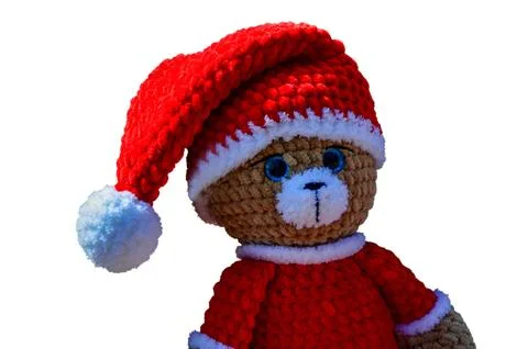 A crocheted gift teddy bear. Stock Photos