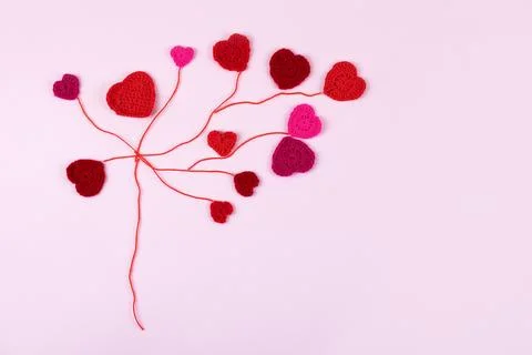 Crocheted hearts Stock Photos